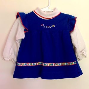 Size 4 Health-Tex blue tunic with Floral design